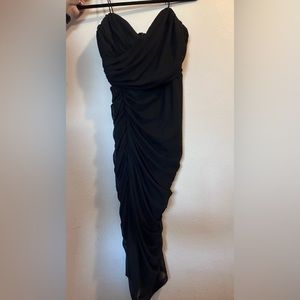 Ruched Black Mini Dress